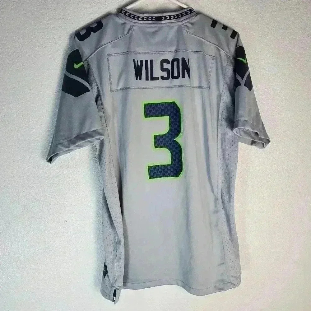 Gray Nike Seattle Seahawks Jersey Youth XL On Field Russ Wilson #3 - Picture 2 of 6